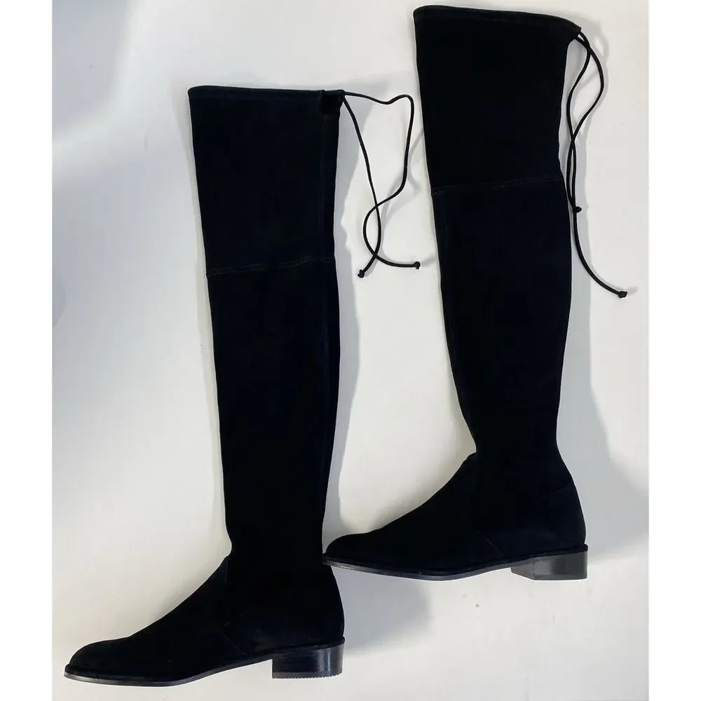 Stuart Weitzman Lowland Stretch Suede Over The Knee Boots Round Toe Size 9.5 M